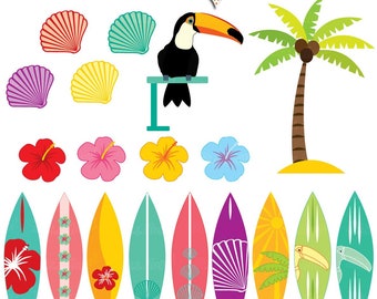 Surfboards Clipart Summer Surfboards Palmtree Toucan Etsy 日本
