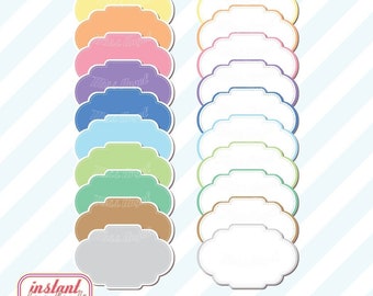 TAGS CLIPART, 20 Digital labels clip art. Printable frames 6" digital tags. Bright colorful digital tags label clipart. Instant Downloads