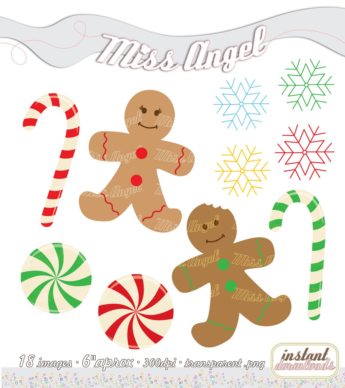 Christmas digital CLIP ART. 18 printable illustrations. | Etsy