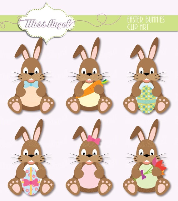 ClipArt di coniglietti pasquali. 6 coniglietto di Pasqua al cioccolato 6.  Coniglio marrone con uovo, carota. Simpatici coniglietti pasquali  stampabili marroni. Download istantaneo -  Italia