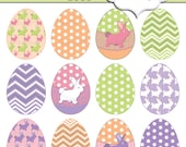 Easter Eggs clip art, egg, bunny, bunnies, bunny pattern. 12 Easter Clip art 6" Eggs. Easter Decorative Egg Printables, by MissAngelClipArt