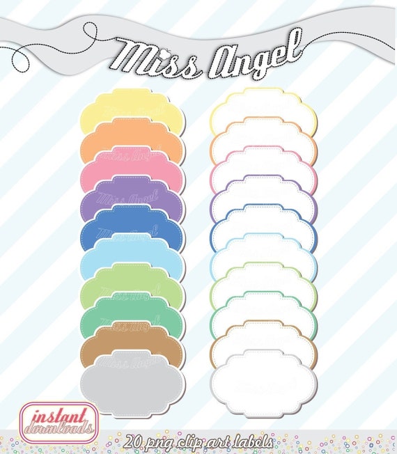 TAGS CLIPART, 20 Digital labels clip art. Printable frames 6" digital tags. Bright colorful digital tags label clipart. Instant Downloads