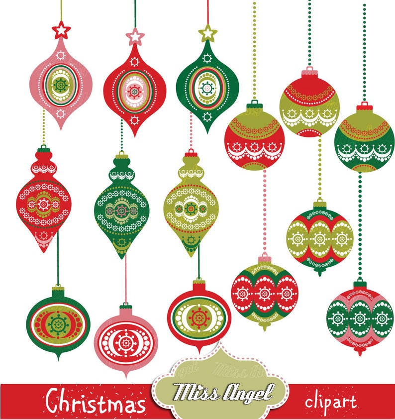 Christmas Decorations Clip Art, Christmas Balls Clipart Instant ...