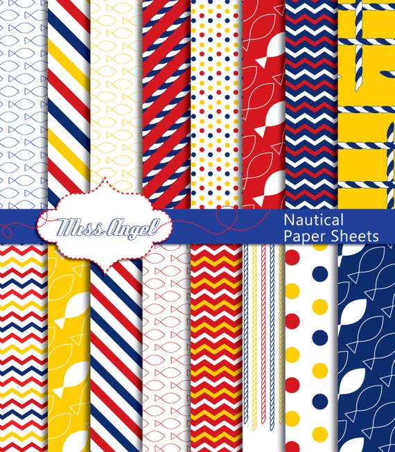 Nautical digital sheets. Nautical backgrounds. Nautical scrap booking digital papers. Nautical Patterns. Printable nautical digital patterns