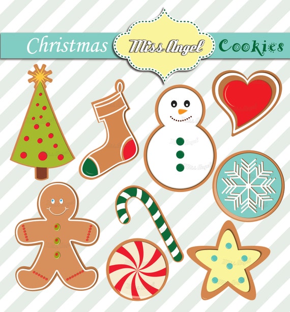 Gingerbread Christmas Cookies Clipart Digital Clip Art Etsy