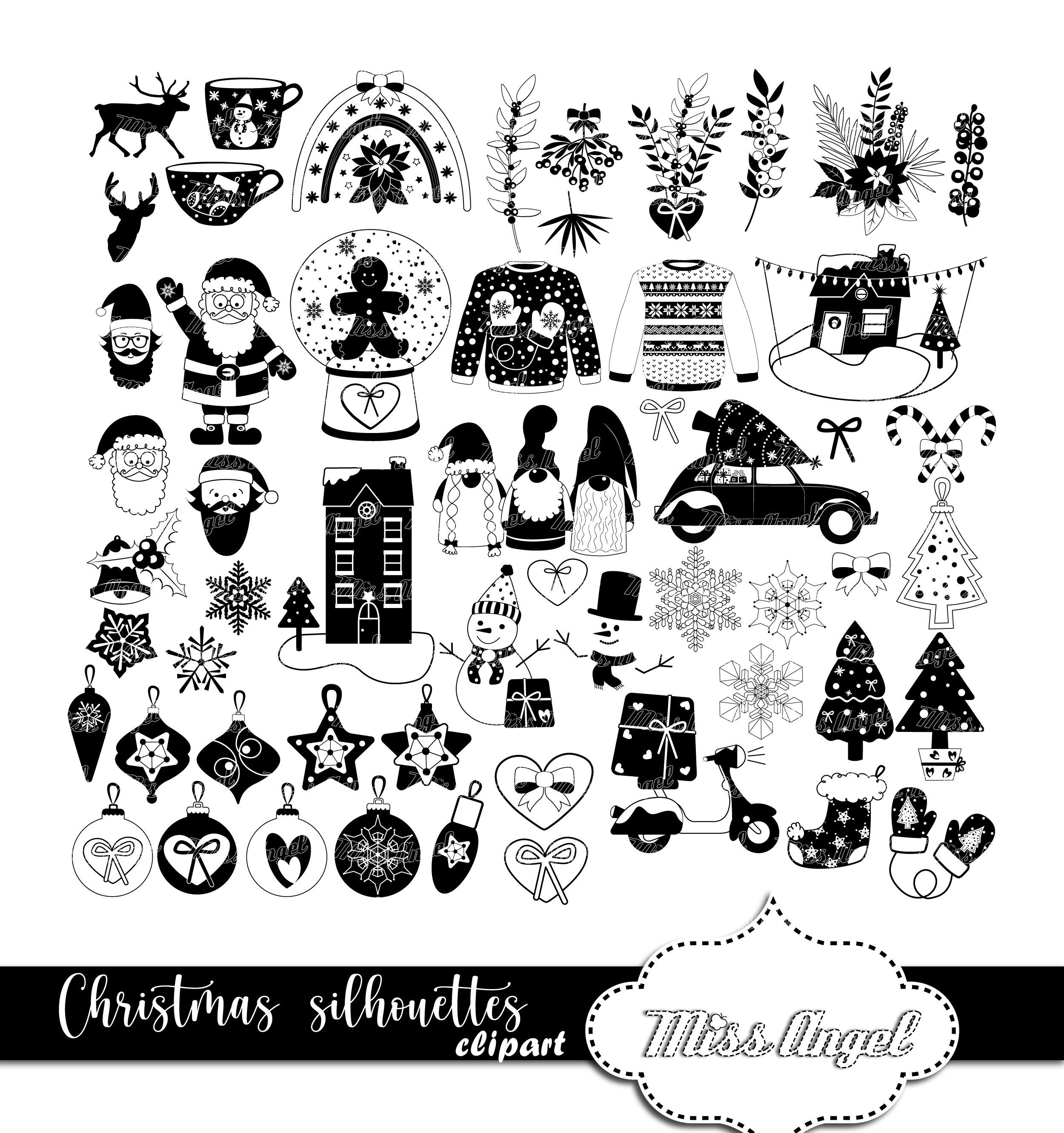 <em> Caption: Christmas silhouettes, black digital clip art | Alt: {{focus_keyword}}, seasona...