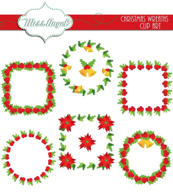 Weihnachten Rahmen Clipart Weihnachten Blumenkranze Digitale Etsy