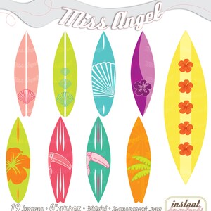 CLIPART SET Summer Printable Surfboards Palmtree Toucan Shells CLIPART SET Summer Printable Surfboards Palmtree Toucan Shells