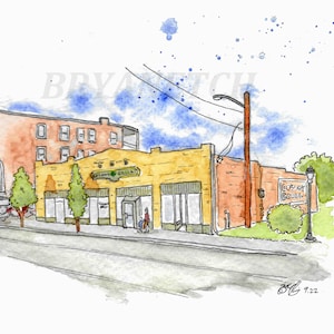 Colony Grill Stamford CT - 11x14&quot; Watercolor Art Print by Bryan Etch