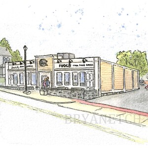 Fuoco Apizza Chesire CT Watercolor Art Print 8x10”