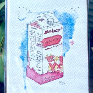 Stew's Milk Carton Watercolor Painting Original Art