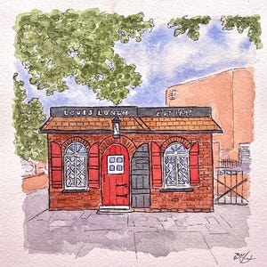 Louis&#39; Lunch New Haven CT Original Watercolor Art by Bryan Etch