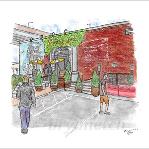 Brewport Bridgeport CT Watercolor Art Print - 8x10&quot; - Connecticut Pizzeria Painting