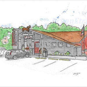 Kinchley's Tavern Pizza Ramsey NJ - 8x10" Watercolor Pizzeria Art Print by Bryan Etch