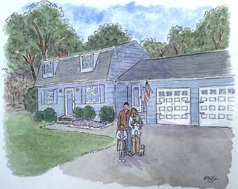 Custom House/Commission de portraits d'entreprise par Bryan Etch - 20 x 10 po.