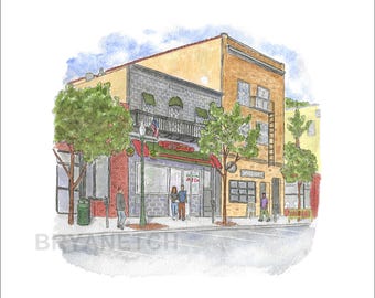 Sal’s Pizzeria, Mamaroneck, NY Watercolor Art Print 11x14”