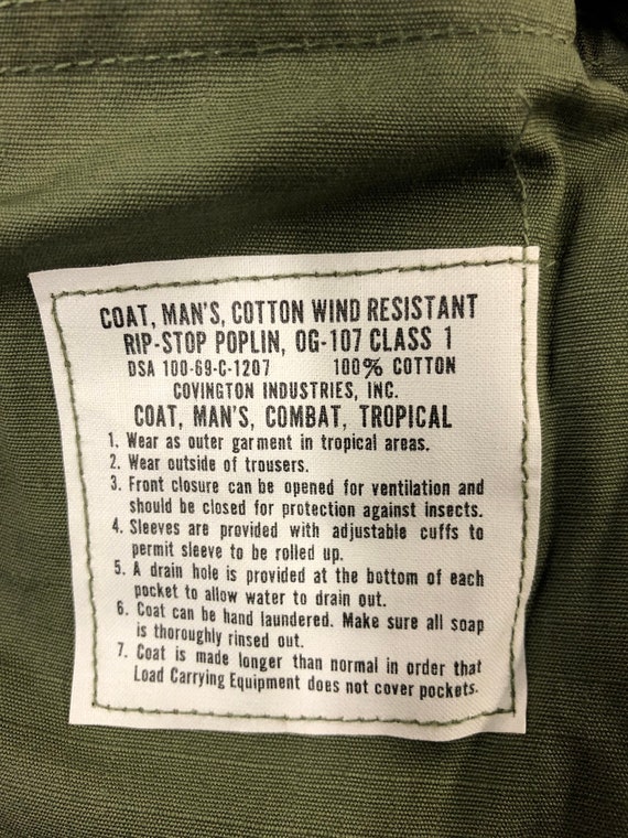 Genuine Vietnam Era Slant Pocket Jungle Jacket Size Large-long