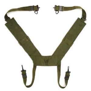 Genuine Issue M1956 H Suspenders | Field Pack Suspenders | New in original brown package | True Surplus | Vintage Army | Canvas