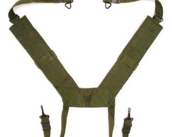 Genuine Issue M1956 H Suspenders | Field Pack Suspenders | New in original brown package | True Surplus | Vintage Army | Canvas
