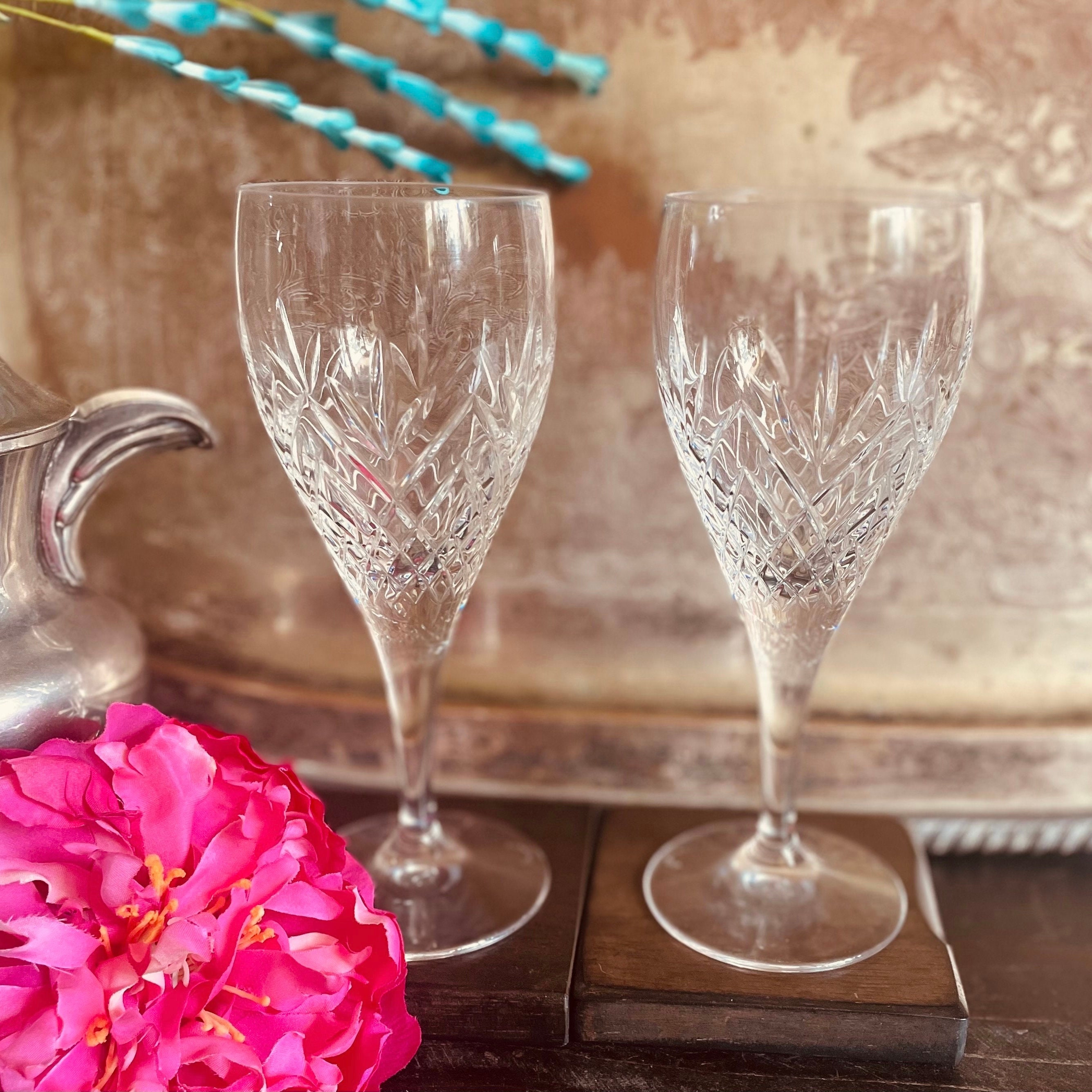 Atlantis Crystal Meridian Pattern Set of 2 Wine Glasses - Etsy