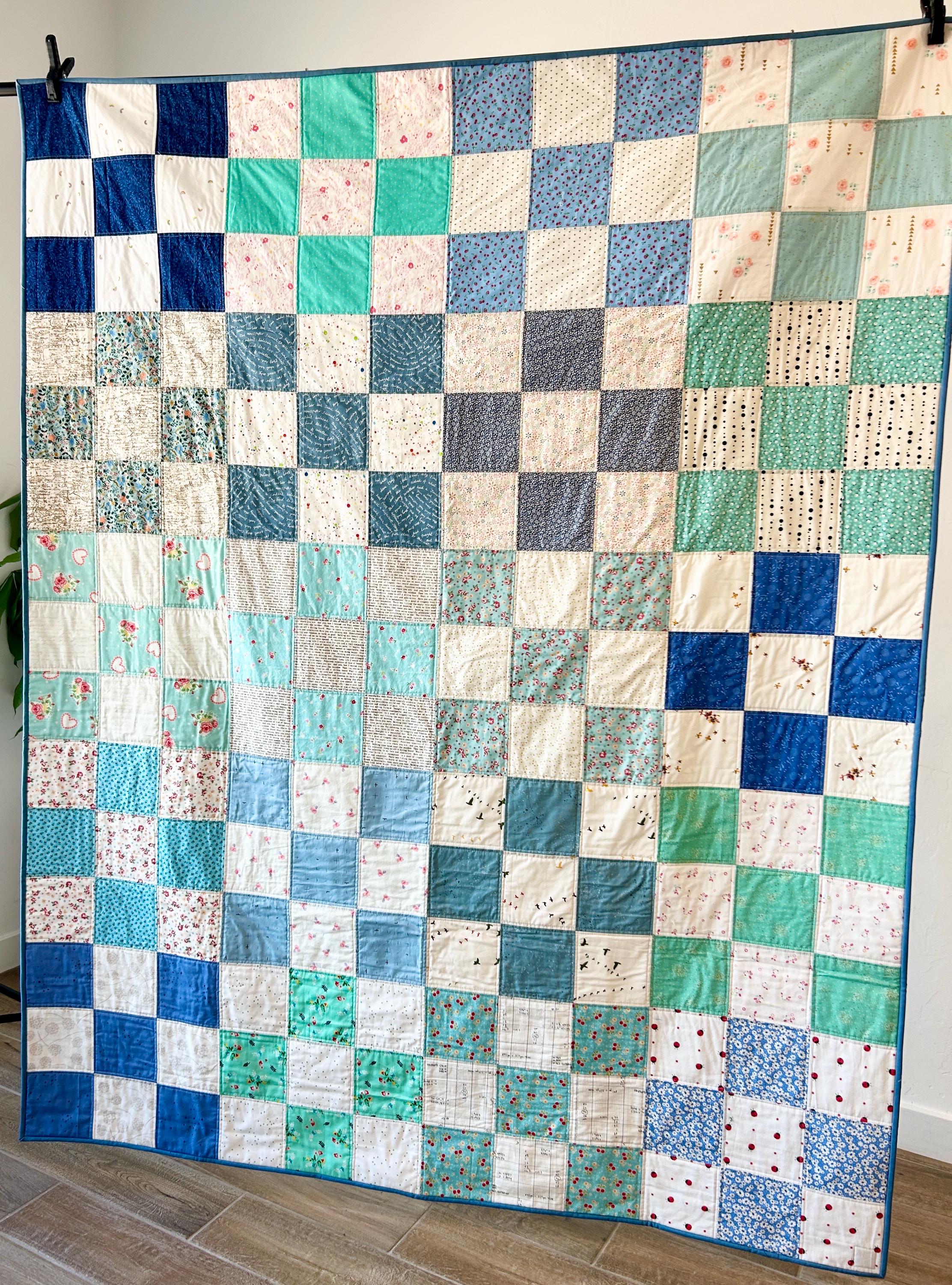 講師作品】パッチワークキルト ベッドカバー マルチカバー ログ