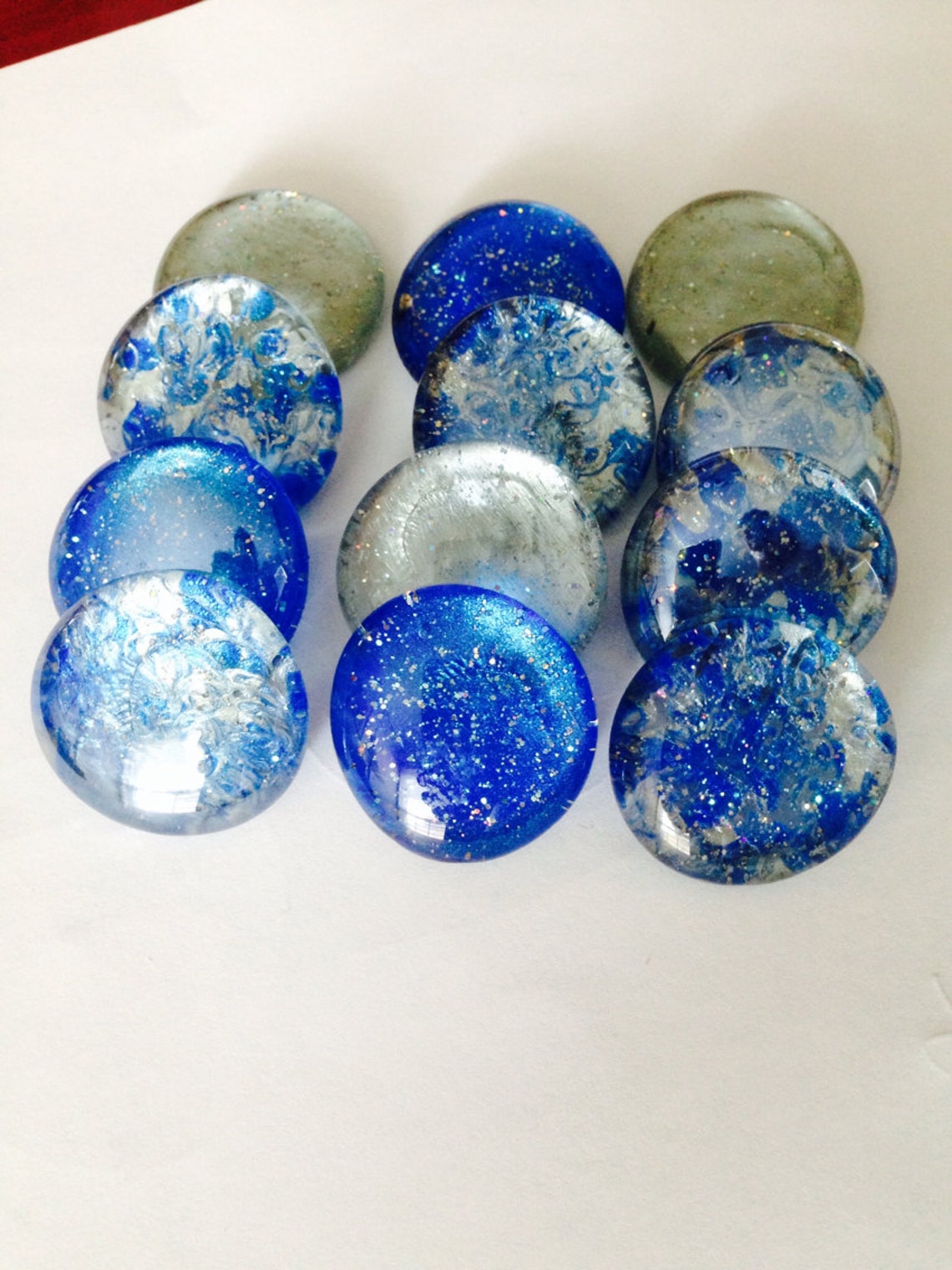 Glass Fridge Hand Painted Blue Silver and White Etsy