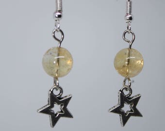 Tibetan Silver Stars cream beaded earrings