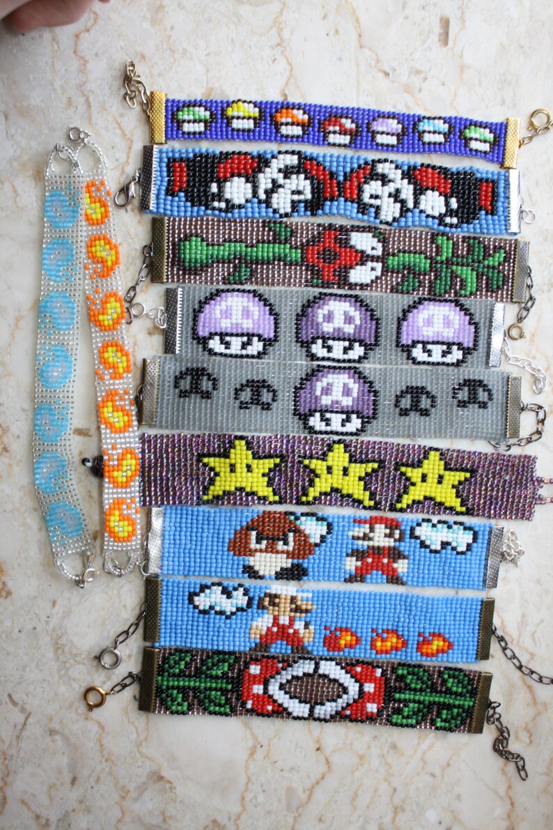 Mario Bros. Pixel Loom Beaded Bracelets Choose 1 made to Etsy