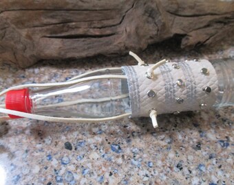 White silver Leather wrapped Potion bottle with rivets studs accessory cosplay alchemist geeky