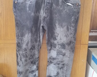 Men's Levi Strauss 501 bleached black/grey dyed Jeans size 40/30