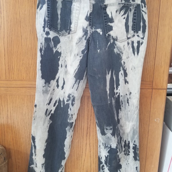 Ladies Coldwater Creek  bleached black/gray/white dyed Jeans size 8