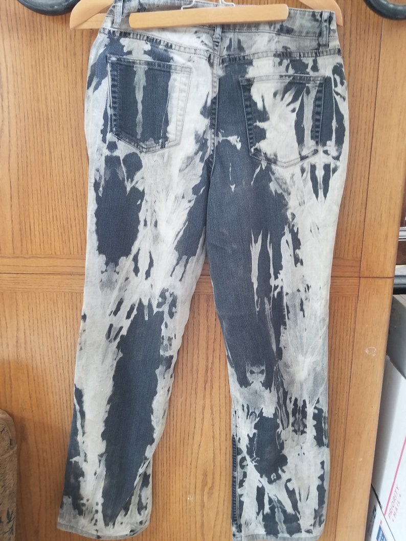 Ladies Coldwater Creek bleached black/gray/white dyed Jeans size 8 image 1