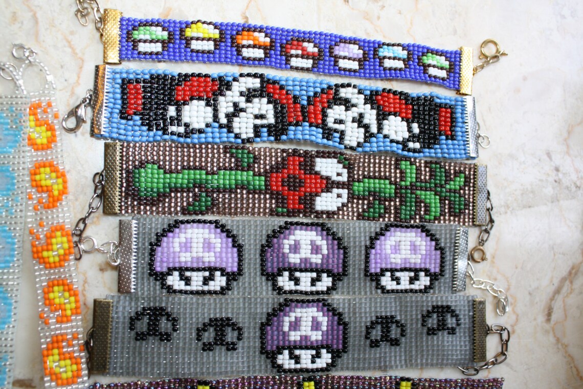 Mario Bros. Pixel Loom Beaded Bracelets Choose 1 made to Etsy