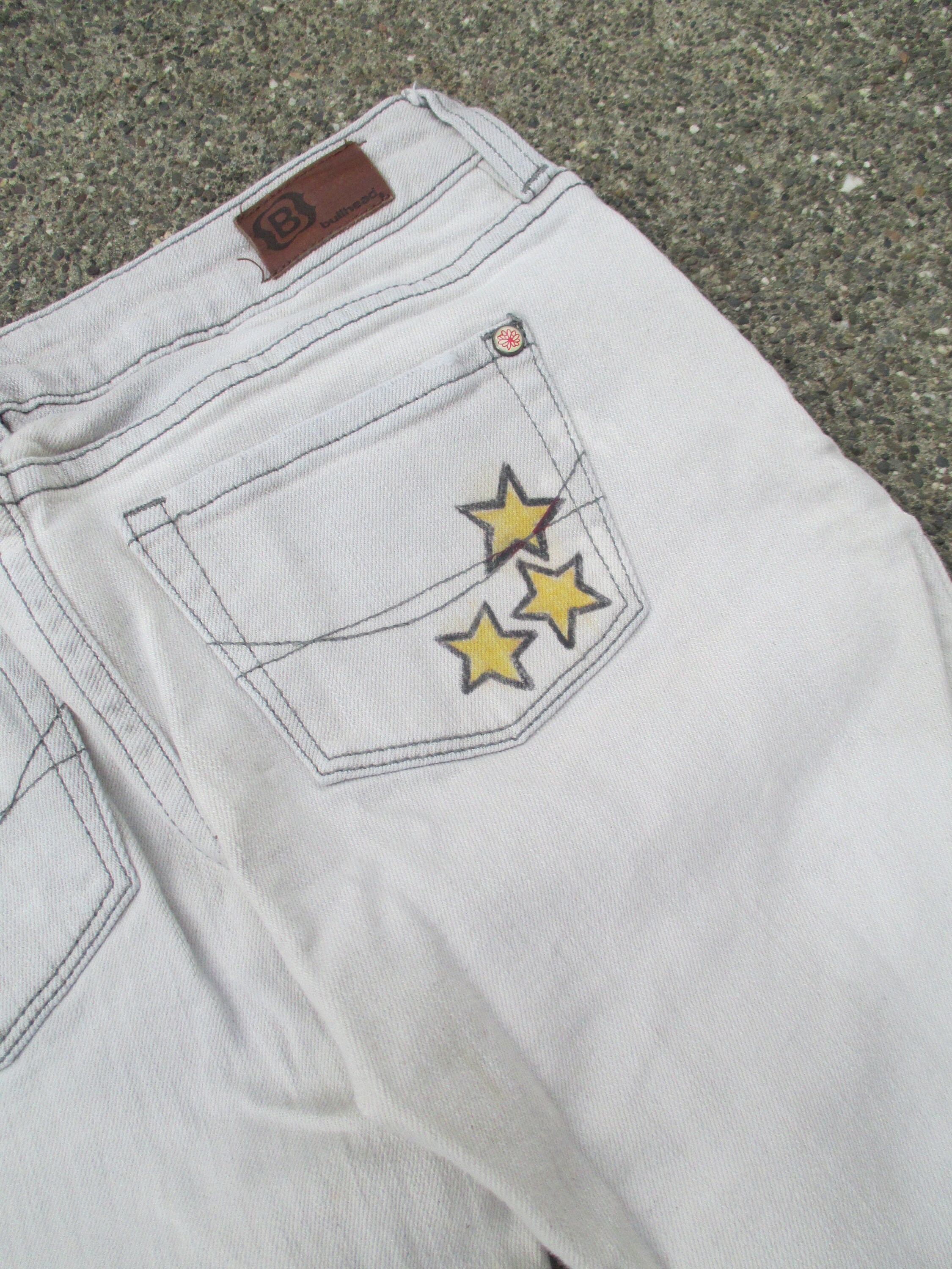 Mario Stars Bullhead Venice Skinny Short Hand Bleach/drawn | Etsy