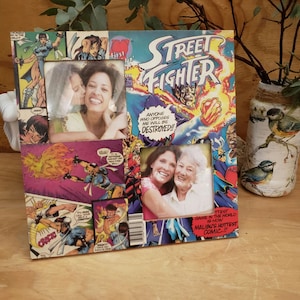 Comic Book desk Frame Featuring Street Fighter 10&quot; X 10&quot; frame holds two 4&quot;x 4&quot; pictures