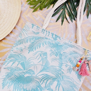 Personalized beach bag / palm tree print / bridesmaid beach bag / Mexico destination wedding welcome bags