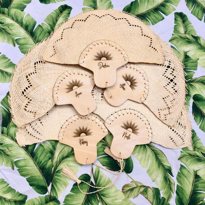 Palm personalized hand fans / wooden fan / traditional mexican wedding favors / custom hand fans wedding image 8