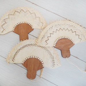 Woven fans / wedding hand fans personalized / bridesmaid gift unique / beach themed favors image 3