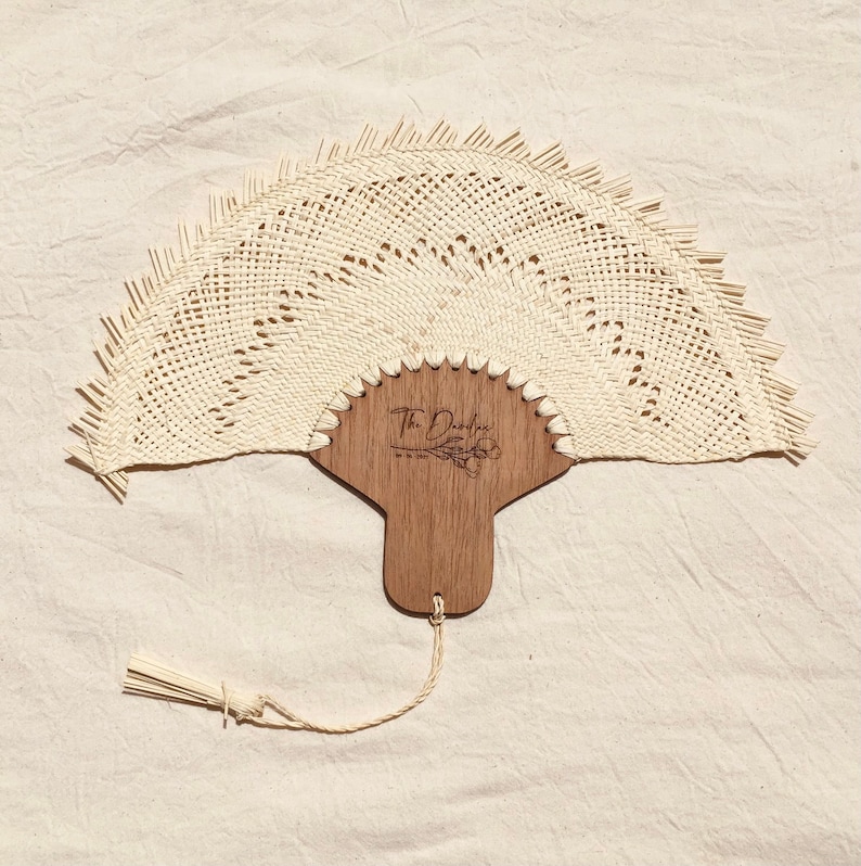 Woven fans / wedding hand fans personalized / bridesmaid gift unique / beach themed favors image 1