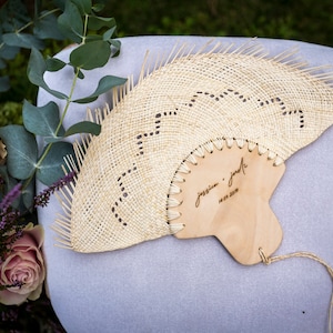 Wedding fans / custom hand fan for Mexican wedding / personalized woven fan / palm leaf fan favors