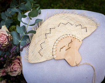 Wedding fans / custom hand fan for Mexican wedding / personalized woven fan / palm leaf fan favors