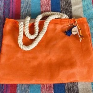 Custom wedding tote / beach bags personalized / event gift bags / welcome totes / grey jute bag Orange