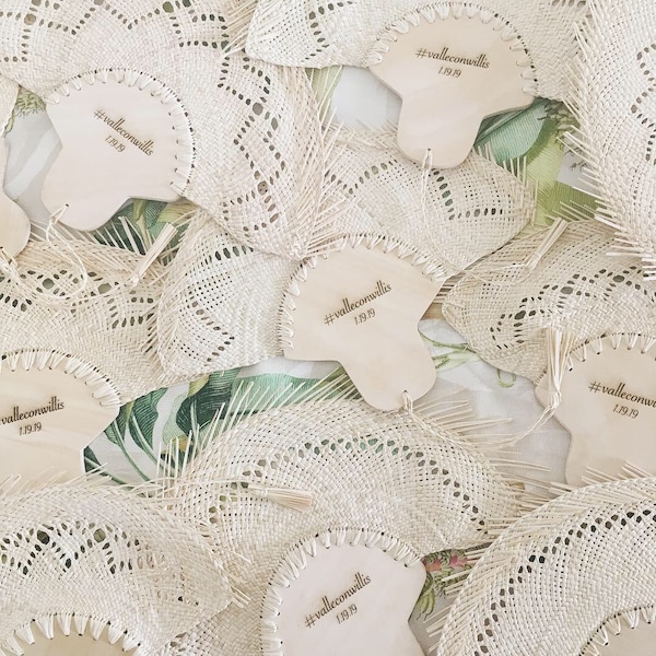 Palm personalized hand fans / wooden fan / traditional mexican wedding favors / custom hand fans wedding