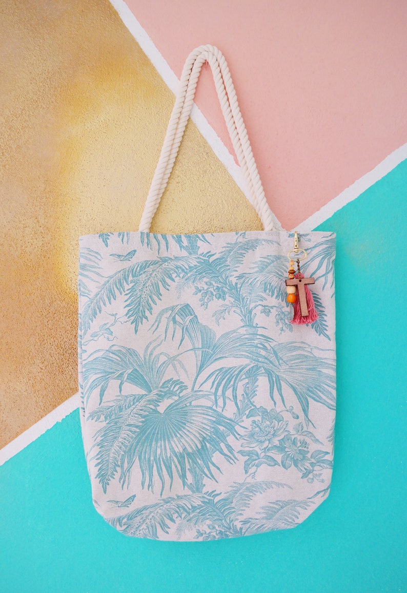 Personalized beach bag / palm tree print / bridesmaid beach bag / Mexico destination wedding welcome bags image 5