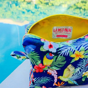 Tropical makeup bag / personalized bridesmaid cosmetic bag with toucan print / mexico destination wedding image 4
