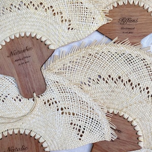 Woven fans / wedding hand fans personalized / bridesmaid gift unique / beach themed favors image 2