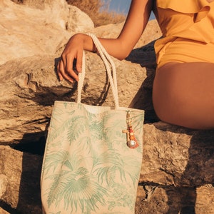 Personalized beach bag / palm tree print / bridesmaid beach bag / Mexico destination wedding welcome bags image 6