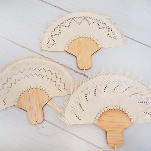 Mexican woven hand fans / wooden wedding favors / custom fans for wedding / engraved bridesmaid gift No engraving