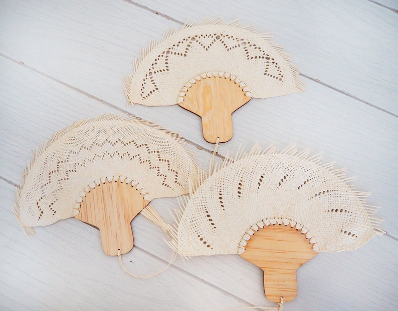 Mexican woven hand fans / wooden wedding favors / custom fans for wedding / engraved bridesmaid gift No engraving