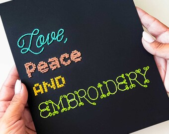 Love, Peace & Embroidery: Paper Embroidery Pattern, Lettering Embroidery, Poster Embroidery, Paper Crafter, Creative Embroidery